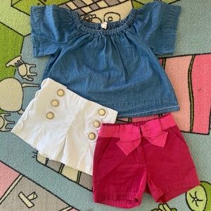 Set of 2 Designer Shorts + Crewcuts Denim Top Sz 4